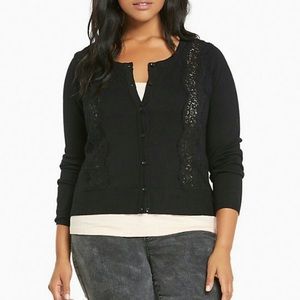 Torrid Black Button Down Cardigan Sweater W/Lace